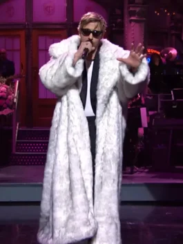 Ryan Gosling White Fur Coat