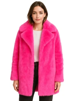 Sabrina Carpenter Pink Eco Fur Coat (Back)
