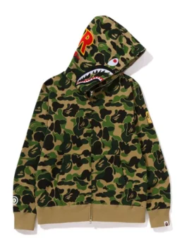 Bape ABC Camo Shark Full Zip Hoodie Green