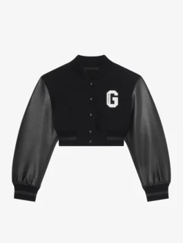 Givenchy College Cropped Varsity Jacket Black