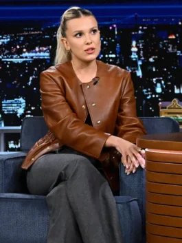 Jimmy Fallon Millie Bobby Brown Leather Jacket