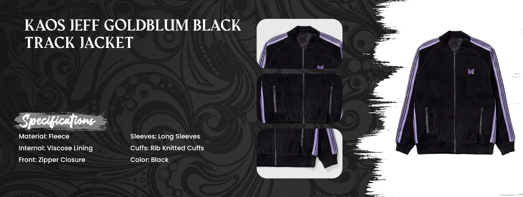 Kaos Jeff Goldblum Black Track Jacket