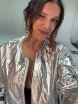 Millie Bobby Brown Silver Jacket