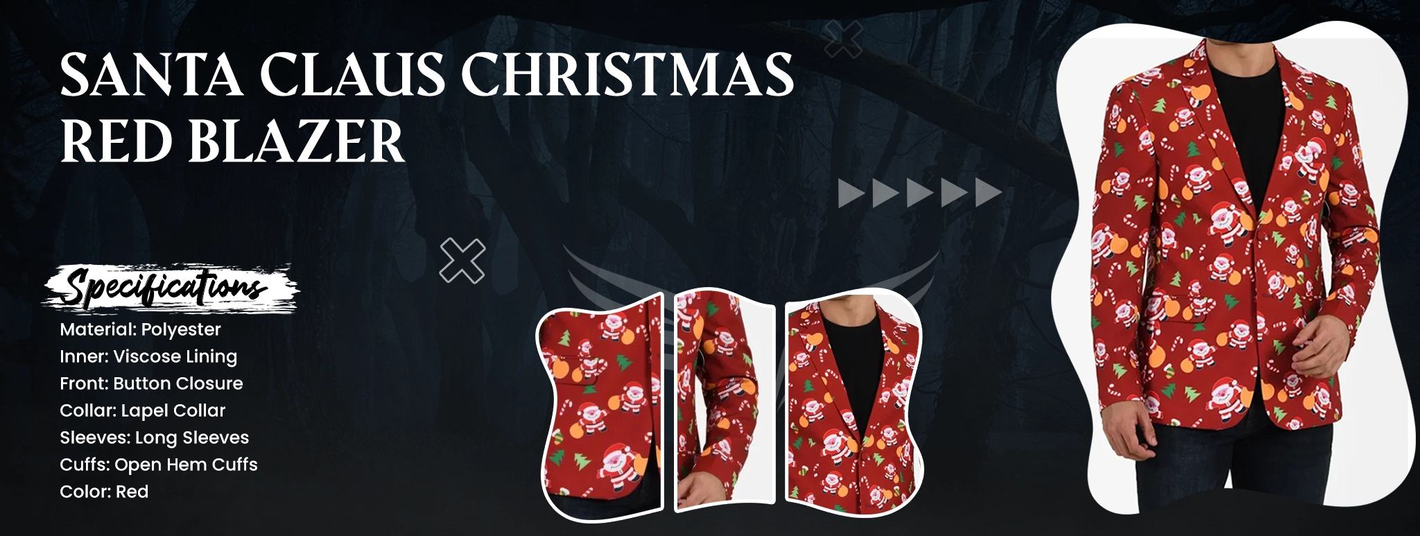 Santa Claus Christmas Red Blazer