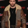 Comic Con Aaron Taylor Johnson Shearling Leather Jacket