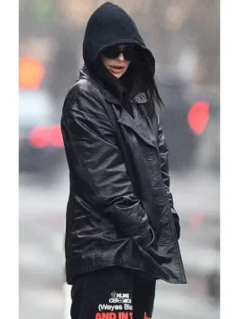 Emily Ratajkowski Black Leather Jacket