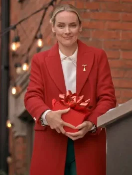 The Christmas Charade Rachel Skarsten Red Wool Coat