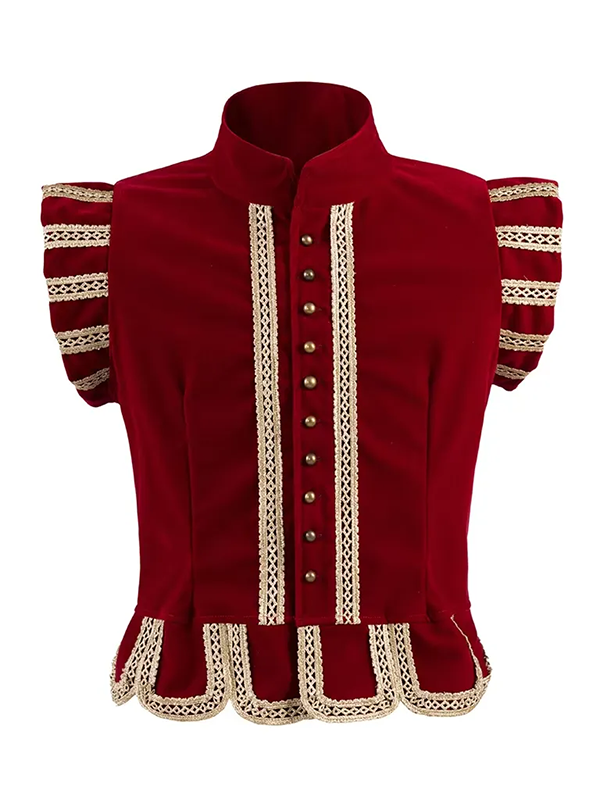 Tudor Renaissance Red Velvet Vest