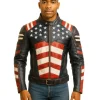US Mens American Flag Genuine Leather Jacket