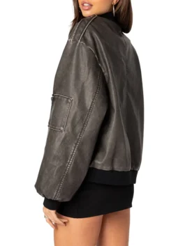 Vava Washed Leather Bomber Jacket.