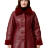 Women's Oversized Leather Shearling Coat