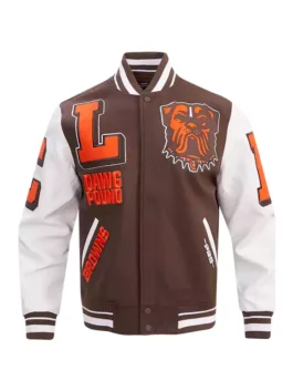 Cleveland Browns Varsity Jacket - Men’s Brown Full-Zip Pro Standard Letterman Front Side