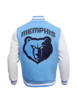 Memphis Grizzlies Retro Varsity Jacket - Classic Wool Rib Letterman NBA Jacket Back Side