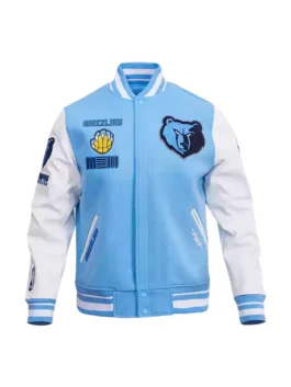 Memphis Grizzlies Retro Varsity Jacket - Classic Wool Rib Letterman NBA Jacket Front Side