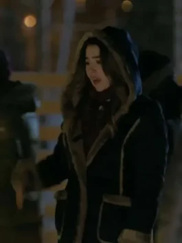 Nichole Sakura Black Shearling Coat Side Pose