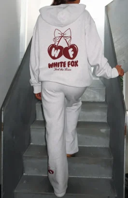 White Fox Feel the Love Oversized Hoodie Grey Marle Back Side