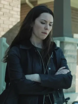 Lucie Simon Black Leather Jacket Front Side