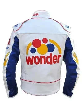Alt Text: Back view of Talladega Nights costume showcasing Wonder logo design, ideal women's Talladega Nights costume for racing fans.
