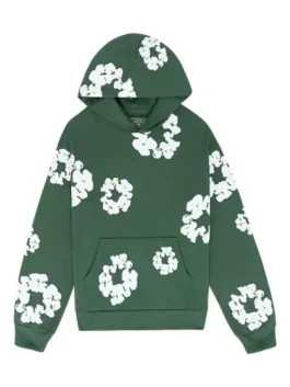 denim and flower hoodie