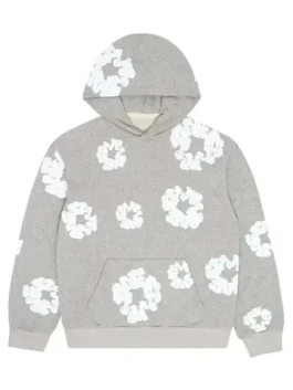 denim and flower hoodie
