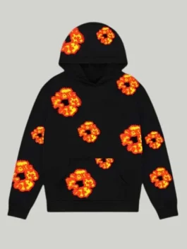 denim and flower hoodie