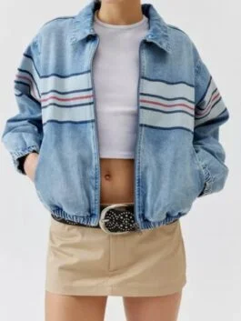 amirah j denim bomber jacket