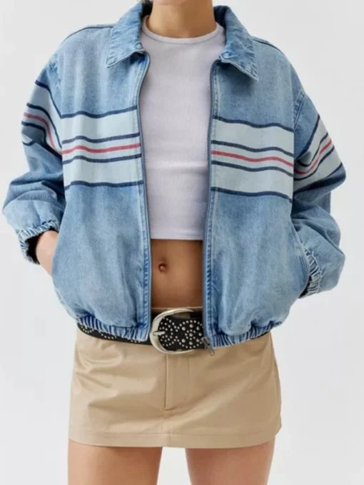 amirah j denim bomber jacket