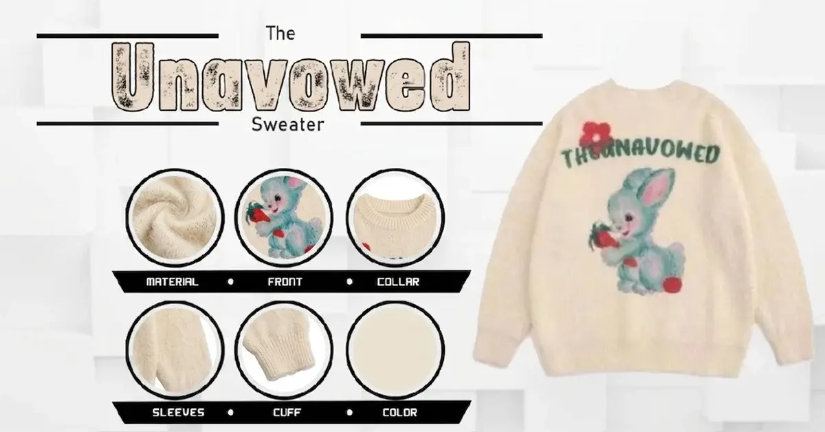 Minimalist product presentation of The Unavowed Sweater, showcasing its premium knit texture and relaxed luxury silhouette.
