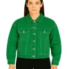 Women Green Jeans Denim Jacket