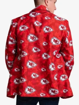 Classic Kansas City Chiefs suit jacket with red camo pattern, premium chiefs blazer for men and game day wear.