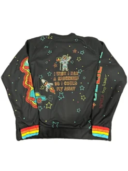 Great British Bake Off Noel alien sweater rear view showing astronaut and 