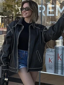 Sydney Sweeney Brown Leather Jacket - 2025 jacket trends