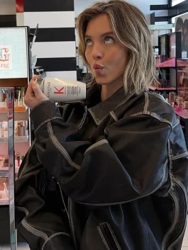 Sydney Sweeney Brown Leather Jacket