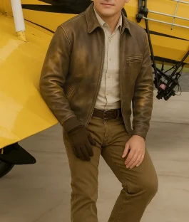 Tom Cruise Mission Impossible 8 brown leather jacket