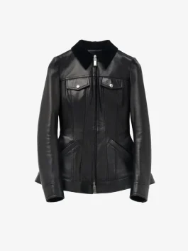 Sydney Sweeney Peplum Leather Jacket