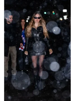 Sydney Sweeney Peplum Leather Jacket