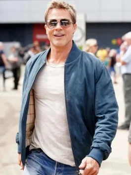 Brad Pitt F1 Blue Bomber Leather Jacket