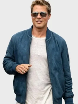 Brad Pitt F1 Blue Bomber Leather Jacket f