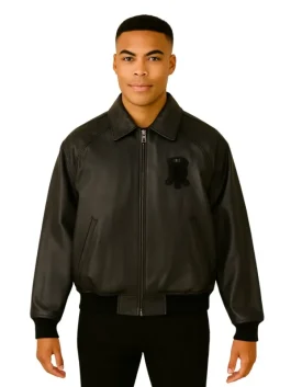 Icon Solid Black Avirex Leather Jacket