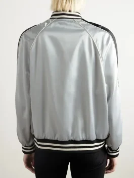 Lady Gaga Striped Satin Bomber Jacket