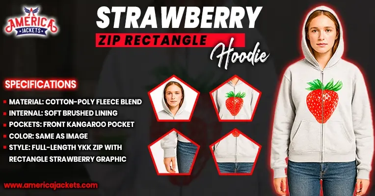 strawberry zip hoodie