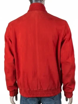 A full-length view of the Adidas Chinese New Year Red Jacket, emphasizing its athletic silhouette and decorative closures.