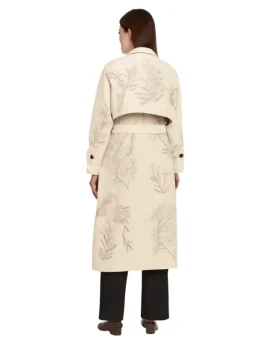 Brunello Cucinelli Herbarium Paillette Embroidered Belted Trench Coat (Back)