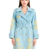 Ermanno Scervino Denim Print Midi Trench Coat