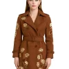 Ermanno Scervino Midi Brown Embroidered Trench Coat
