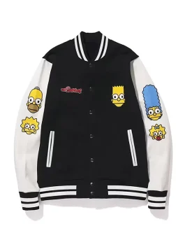 Front-Side-Of-The-Black-Bape-Simpsons-Baby-Milo-Varsity-Jacket