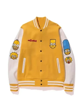 Front-Side-Of-The-Yellow-Bape-Simpsons-Baby-Milo-Varsity-Jacket