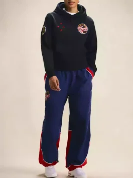 Front-Side-Of-the-Indiana-Fever-OVO-x-WNBA-Black-Hoodie-On-a-Model