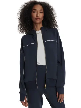 Gia Zip Through Hooded Sweater Jacket Front