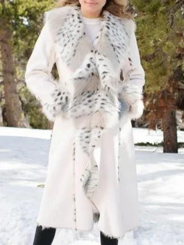 Hacks S3 Jean Smart Vegan Fur Trim Long Coat Front